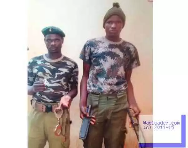 Photo: See The 2 Security Guards Arrested For Impersonating Soldiers In Lagos